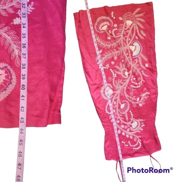 French Connection Pink Embroidered & Beaded Linen[Looking] Midi Dress - 2 - Picture 10 of 13